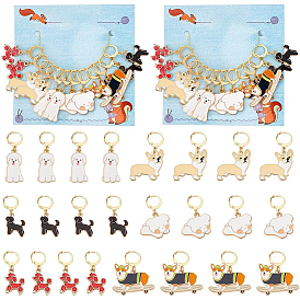 12 шт. 6 стильные эмалированные подвески для собак с замком маркеры петель, с золотым оттенком 304 фурнитура для серег с защелкой из нержавеющей стали