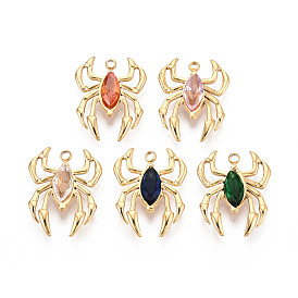 304 подвески из нержавеющей стали и страз, прелести паука, вакуумное покрытие pvd, реальный 18 k позолоченный