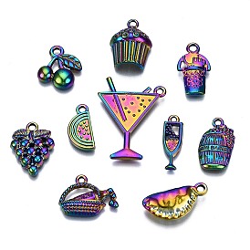 Rainbow Color Alloy Pendants, Cadmium Free & Nickel Free & Lead Free, Food