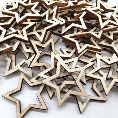 Unfinished Wood Star Shape Discs Slices, Wood Pieces for DIY Embellishment Crafts