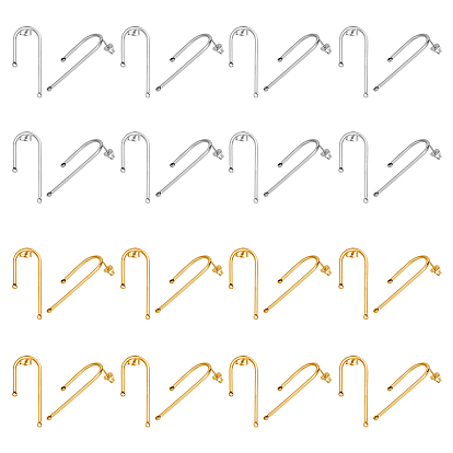 16 пары 2 цвета 304 фурнитура для сережек-гвоздиков из нержавеющей стали, с горизонтальными петлями и ушными гайками/задними частями серег