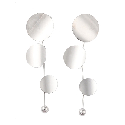 Brass Pendants Stud Earrings, Flat Round