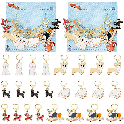 12 шт. 6 стильные эмалированные подвески для собак с замком маркеры петель, с золотым оттенком 304 фурнитура для серег с защелкой из нержавеющей стали