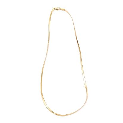 Brass Herringbone Chain Necklaces, with Lobster Claw Clasps