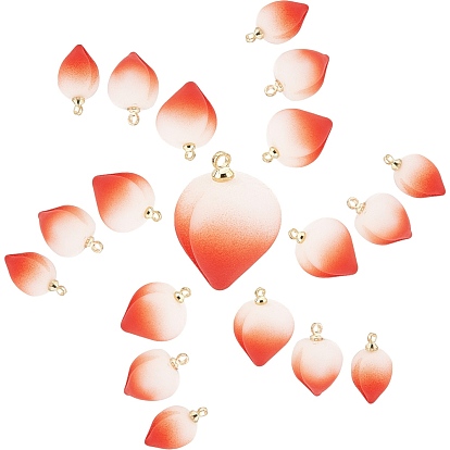 18Pcs 3 Style Opaque Resin Pendants, with Brass Findings, Peach