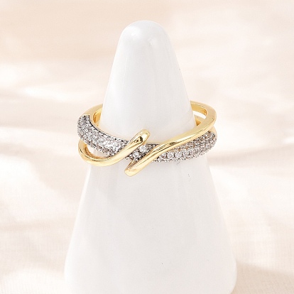 Регулируемые манжеты-кольца из латуни с микропаве из кубического циркония для женщин