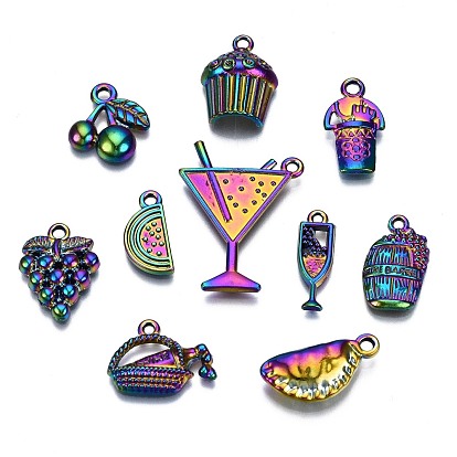 Rainbow Color Alloy Pendants, Cadmium Free & Nickel Free & Lead Free, Food