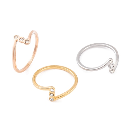 304 Кольцо из нержавеющей стали для женщин с ионным покрытием (IP), со стразами