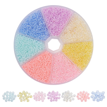 7000Pcs 7 Style Glass Seed Beads, Round
