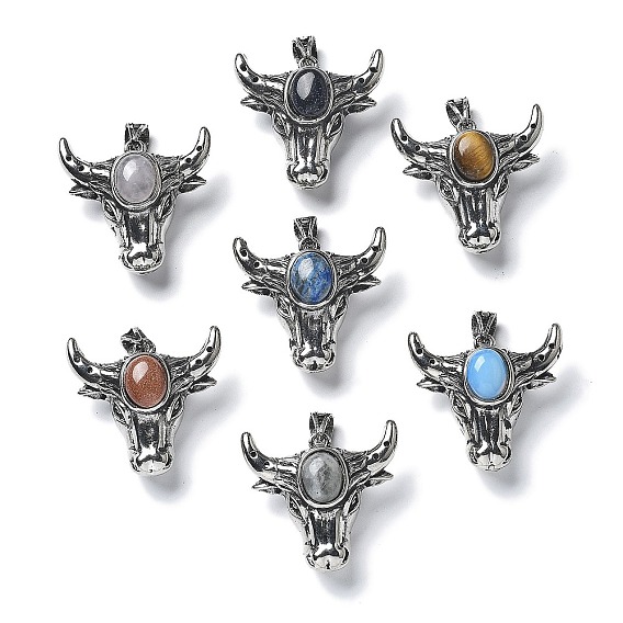 Gemstone подвеска, с латунной фурнитурой , без свинца и без кадмия, крупный рогатый скот