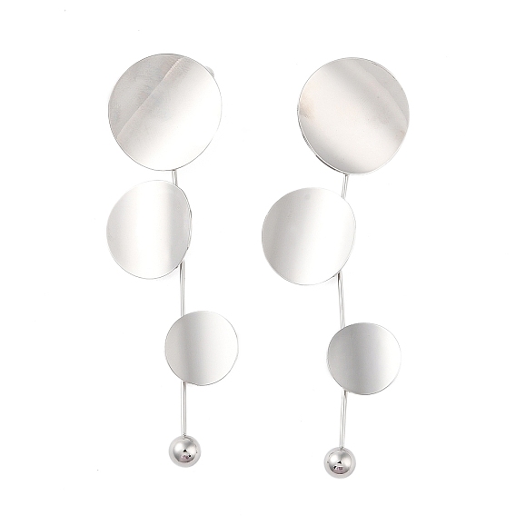 Brass Pendants Stud Earrings, Flat Round