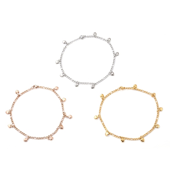 304 из нержавеющей стали сандалеты очарование, с цепями фигаро, сердце