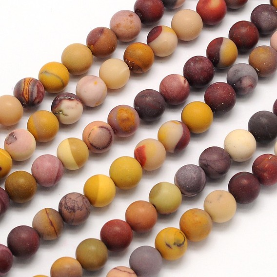 Frosted Round Natural Mookaite Beads Strands