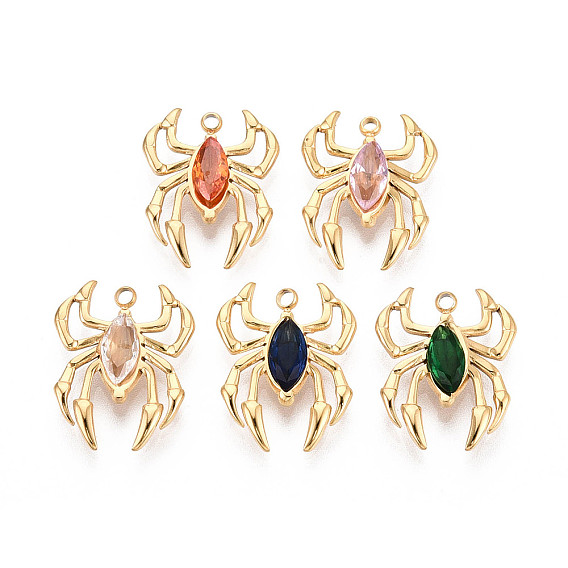 304 подвески из нержавеющей стали и страз, прелести паука, вакуумное покрытие pvd, реальный 18 k позолоченный