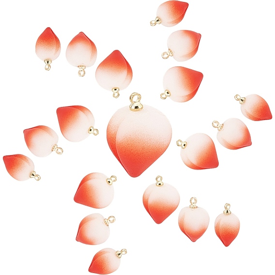 18Pcs 3 Style Opaque Resin Pendants, with Brass Findings, Peach