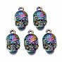 Rainbow Color Alloy Pendants, Cadmium Free & Lead Free, Skull