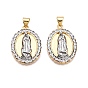 Латунные микро проложить кубического циркония подвески, без кадмия и без свинца, овал с подвесками Девы Марии