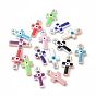 CCB Plastic Enamel Pendants, Cross with Evil Eye
