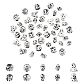 50 шт. 5 стили тибетского стиля бусины из цинкового сплава, античное серебро