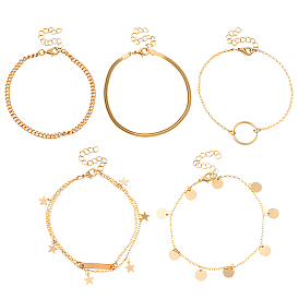 2сумки 10шт. браслеты на ногу из железа и сплава, браслеты с подвесками и цепочками для женщин