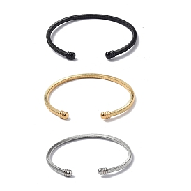 304 bracelet manchette ouvert en acier inoxydable avec perles ovales, bracelet de torsion de corde de torsion pour des femmes