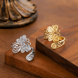 304 открытые кольца-манжеты из нержавеющей стали для женщин, бабочка