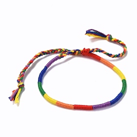 Pulsera del orgullo del arco iris, pulsera de cordón trenzado redondo para hombre mujer, pulsera ajustable de poliéster