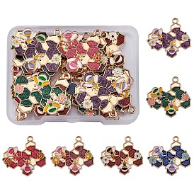 18 pcs 6 couleurs pendentifs en alliage d'émail, abeilles, pour bijoux collier bracelet boucle d'oreille fabrication artisanat