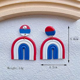 American Independence Day Handmade Polymer Clay Stud Earrings for Women