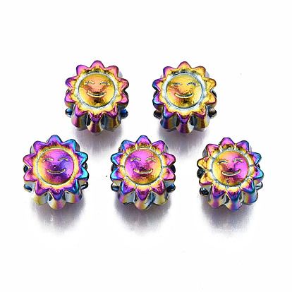 Alloy European Beads, Large Hole Beads, Cadmium Free & Nickel Free & Lead Free, Flower