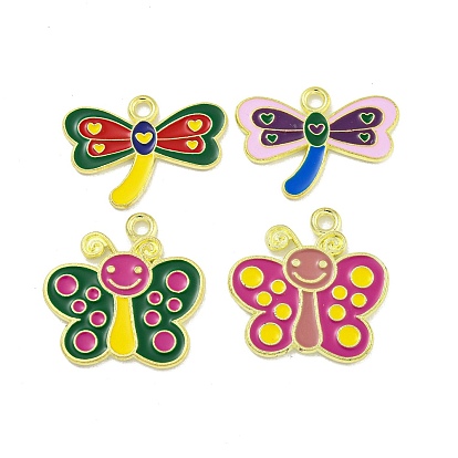 Emaille Anhänger Legierung, golden, Schmetterling/Libelle Charme