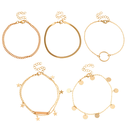 2сумки 10шт. браслеты на ногу из железа и сплава, браслеты с подвесками и цепочками для женщин