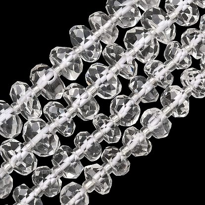Природных кристаллов кварца бисер нитей, горного хрусталя, рондель, граненые, с бисером