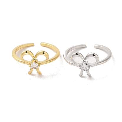 Кольца-солитеры из латуни с кубическим цирконием, без кадмия и без свинца, бантом