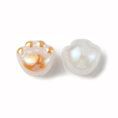 UV Plating Acrylic Beads, Iridescent, Cat Paw