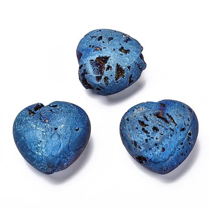Perles d'agate naturelle druzy, pierre gemme coeur pierre de palme, pierre de poche pour la méditation d'équilibrage énergétique