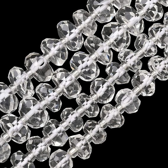 Природных кристаллов кварца бисер нитей, горного хрусталя, рондель, граненые, с бисером