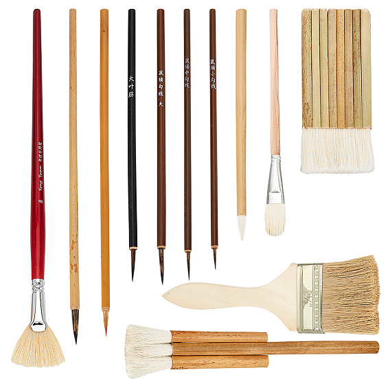 Кисть для глазури керамики, Деревянная акварельная шерстяная расческа для волос, художественная кисть