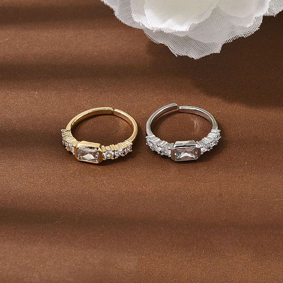 Кольца-манжеты из латуни с фианитами для женщин, прямоугольные, стойки покрытие, без кадмия и без свинца, долговечный