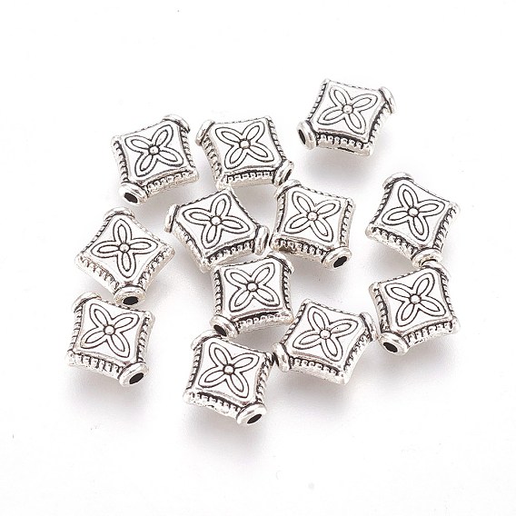 Сплавочные бусины, без свинца, ромб, 10x9x3 мм, отверстие : 1 мм