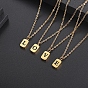 Titanium Steel Rectangle with Initial Letter Pendant Necklace with Cable Chains for Women, Golden