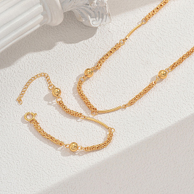 Комплекты цепочек и браслетов из латунных круглых бусин для женских вечеринок