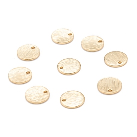 Brass Charms, Long-Lasting Plated, Flat Round