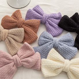 Gentle Double-layer Big Bow Hair Clip for Women - Knitted Woolen Hairpin, Vintage, Retro.