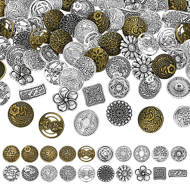 80 piezas 20 estilos 1 botones de vástago de aleación de zinc con orificios, forma mixta