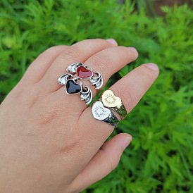 Hip-hop metal love ring simple personality trendy cool cold style love female ring jewelry