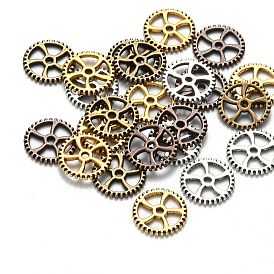 Tibetan Style Alloy Gear Pendants, Steampunk Charms, Lead Free, 18x2mm, Hole: 2mm