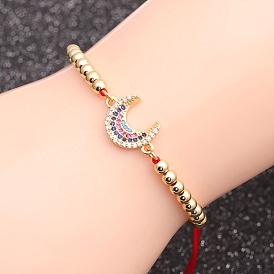 Stunning Micro Pave CZ Moon Chain Bracelet for Men and Women - European Style Jewelry
