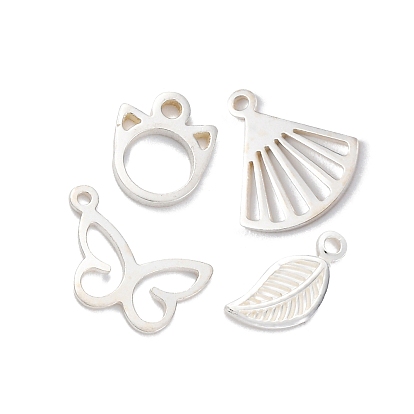 925 серебряные шармы, подвески в виде веера в виде листа и бабочки для кошки, серебряный цвет гальваническим