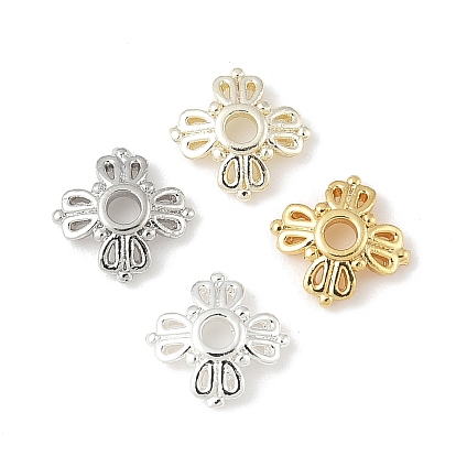 Шапочки и конусы для бусин, латунные, 4-лепестков цветка